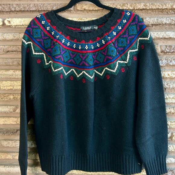Lauren Ralph Lauren Black Label Fair Isle Wool Sweater Size XL - Picture 10 of 10
